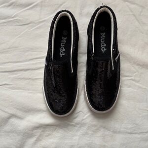 Mudd Black Sequin Slip-Ons